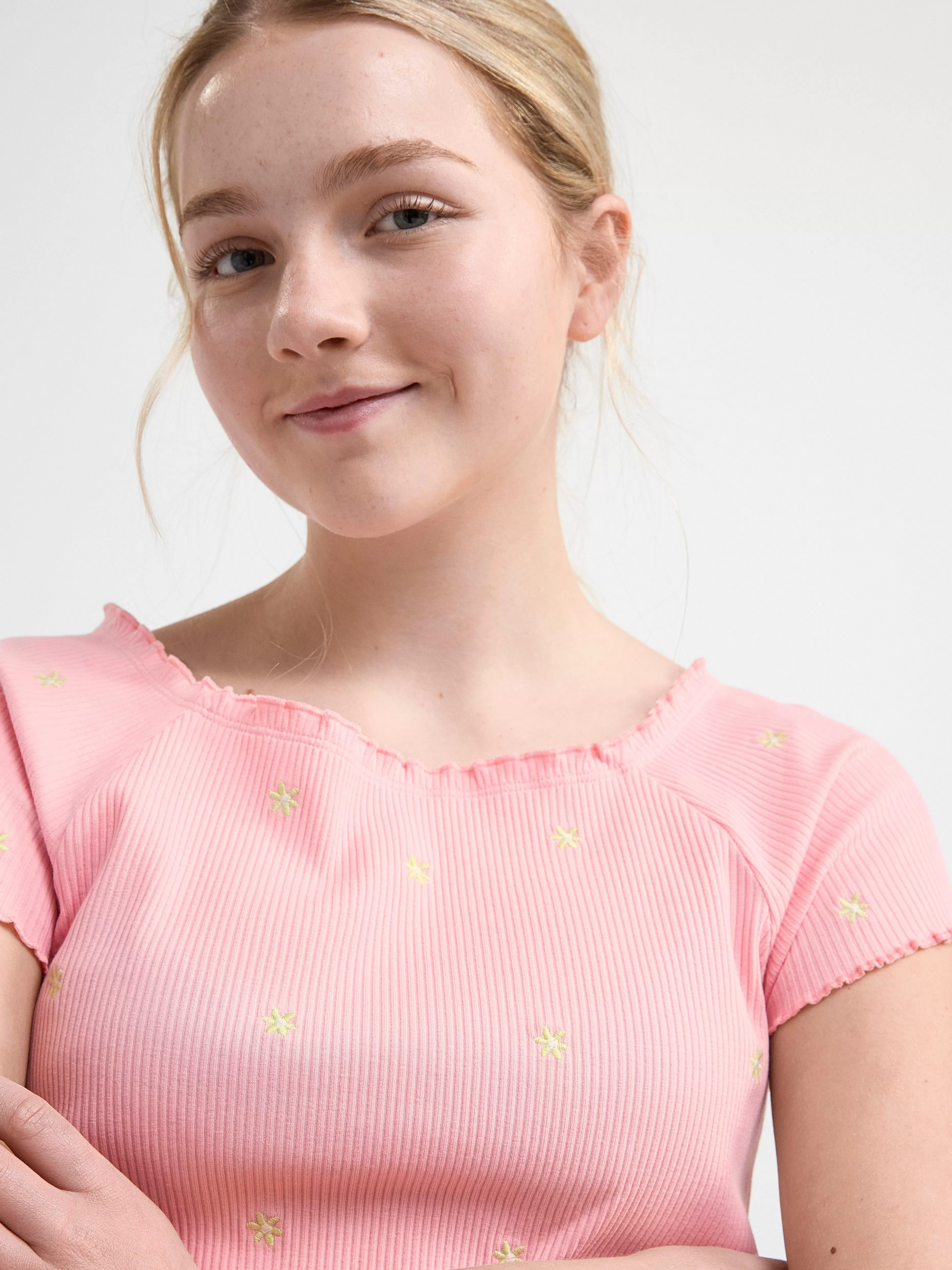 Barn Lindex Kortarmad Ribbad Topp
