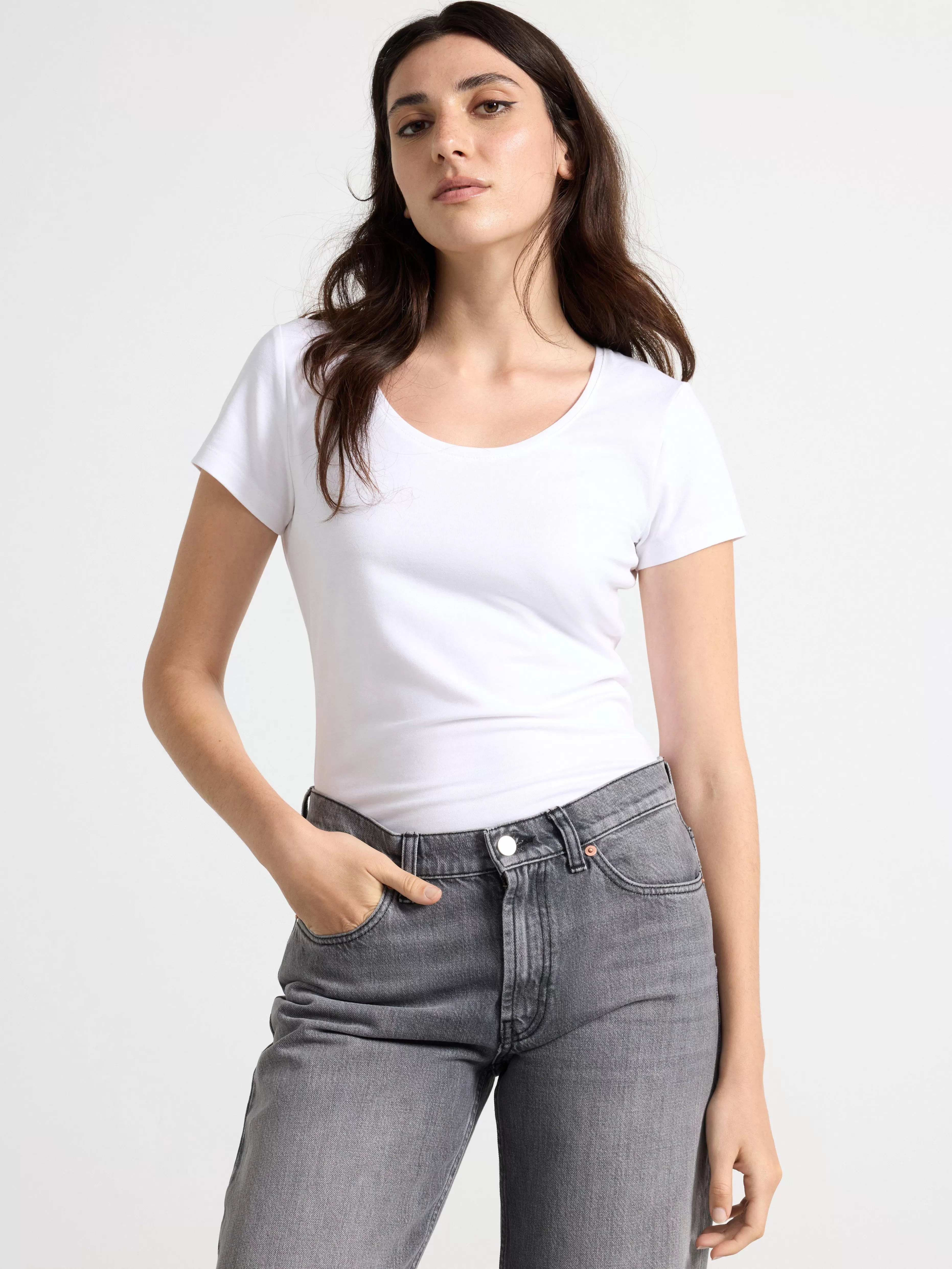 Dam Lindex Kortarmad T-Shirt I Bomull