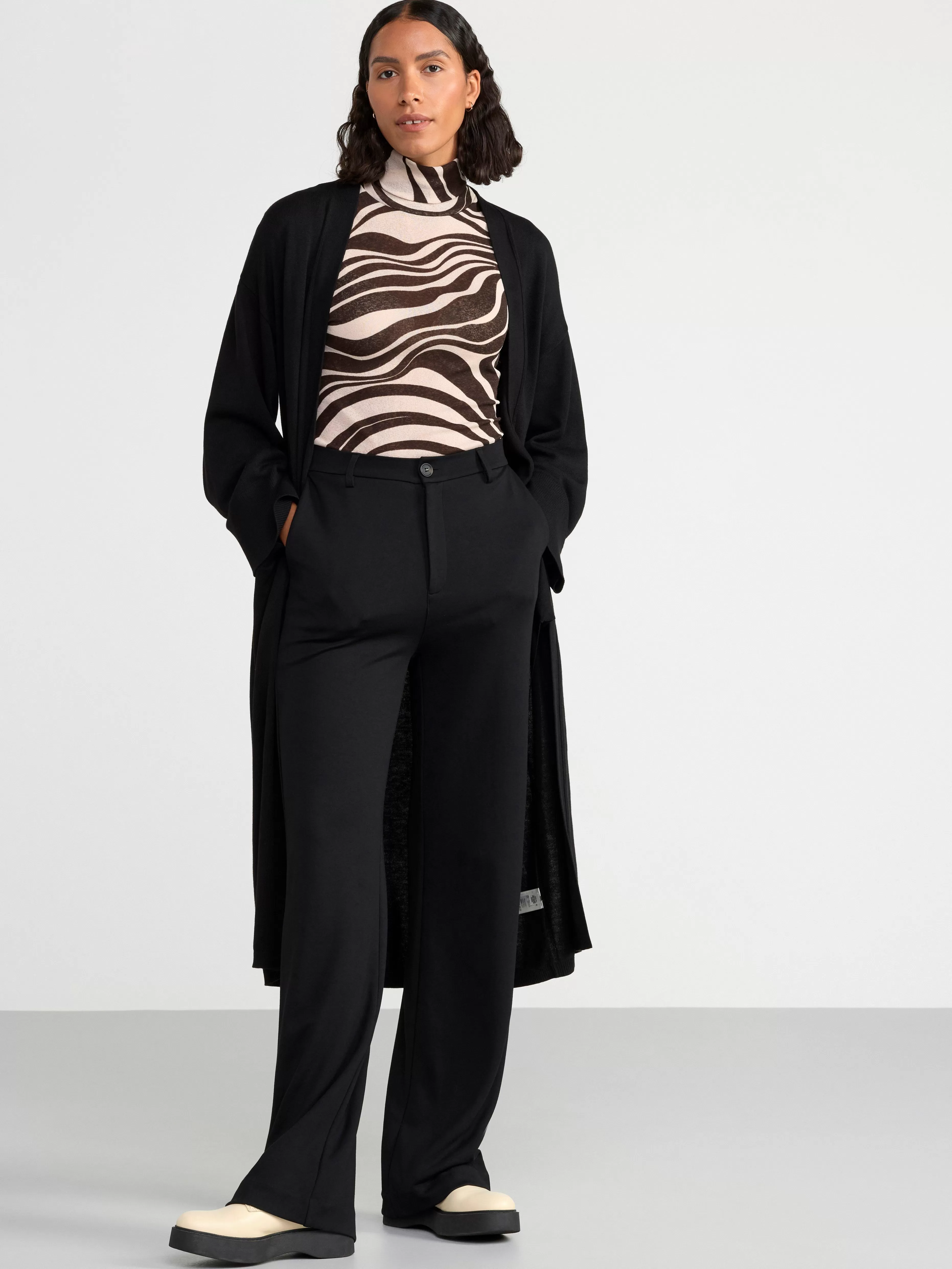 Dam Lindex Lang Stickad Cardigan