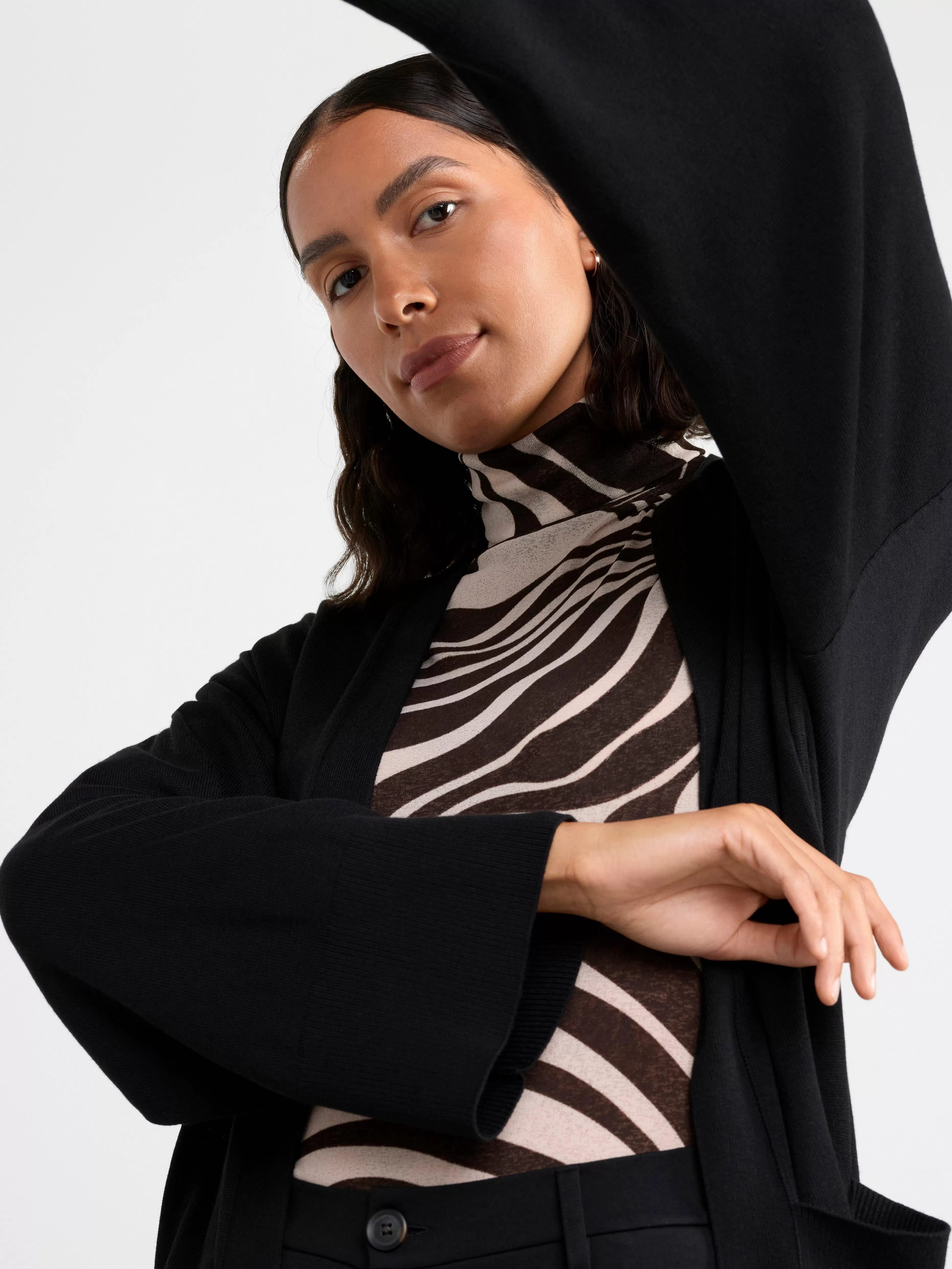 Dam Lindex Lang Stickad Cardigan