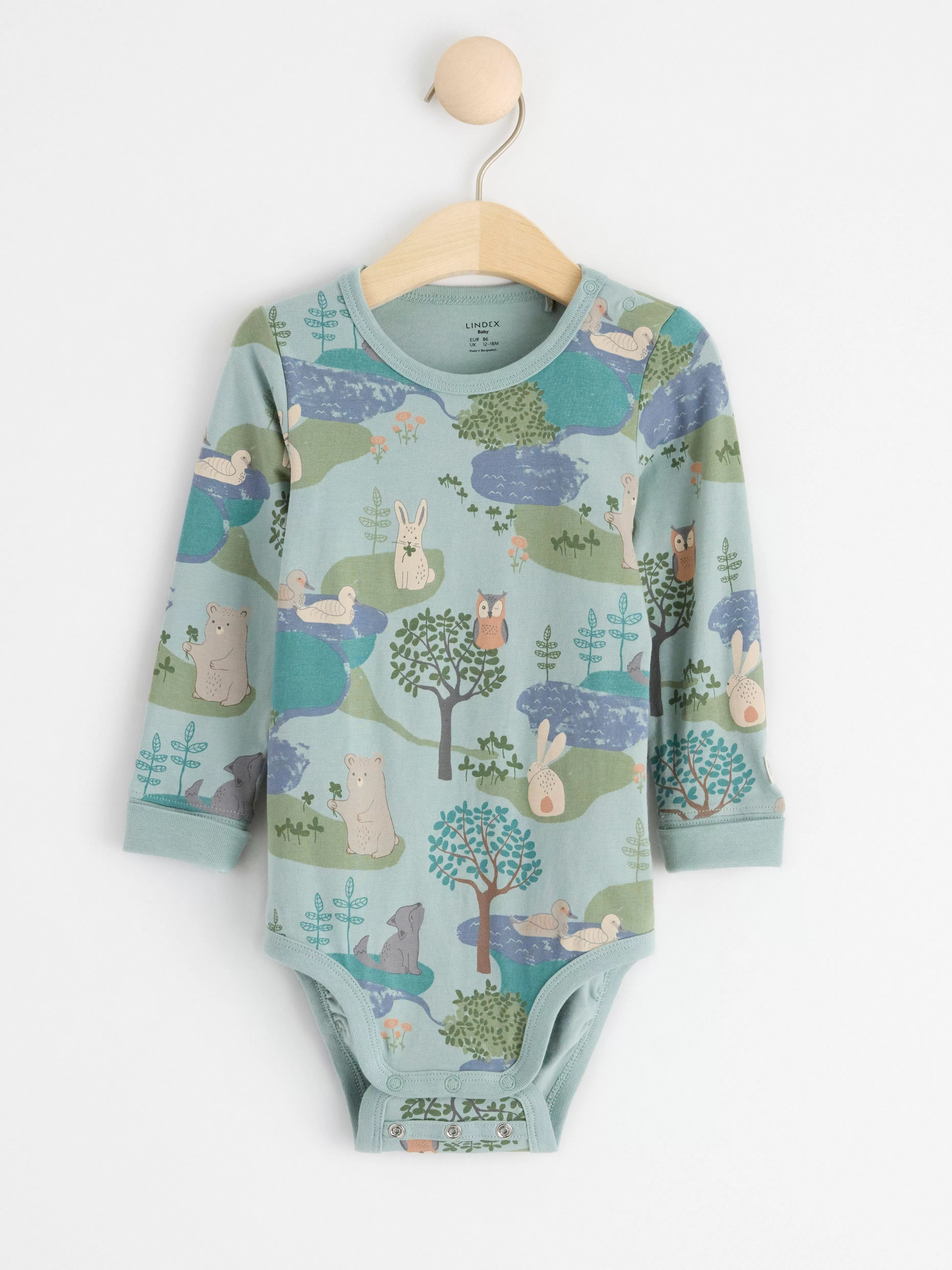 Bebis Lindex Langarmad Body Med Skogsdjur