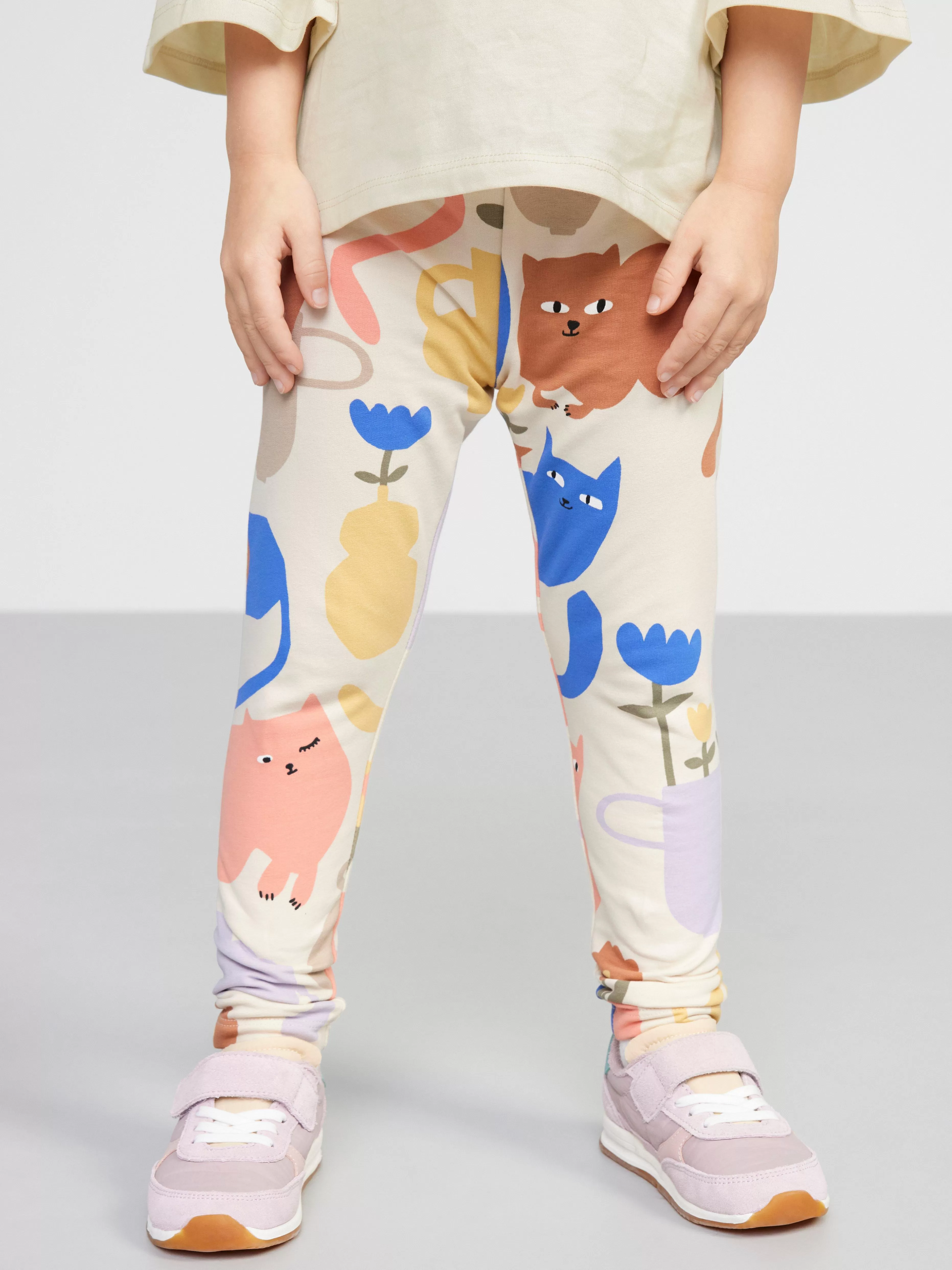 Barn Lindex Leggings Med Katter Och Borstad Insida