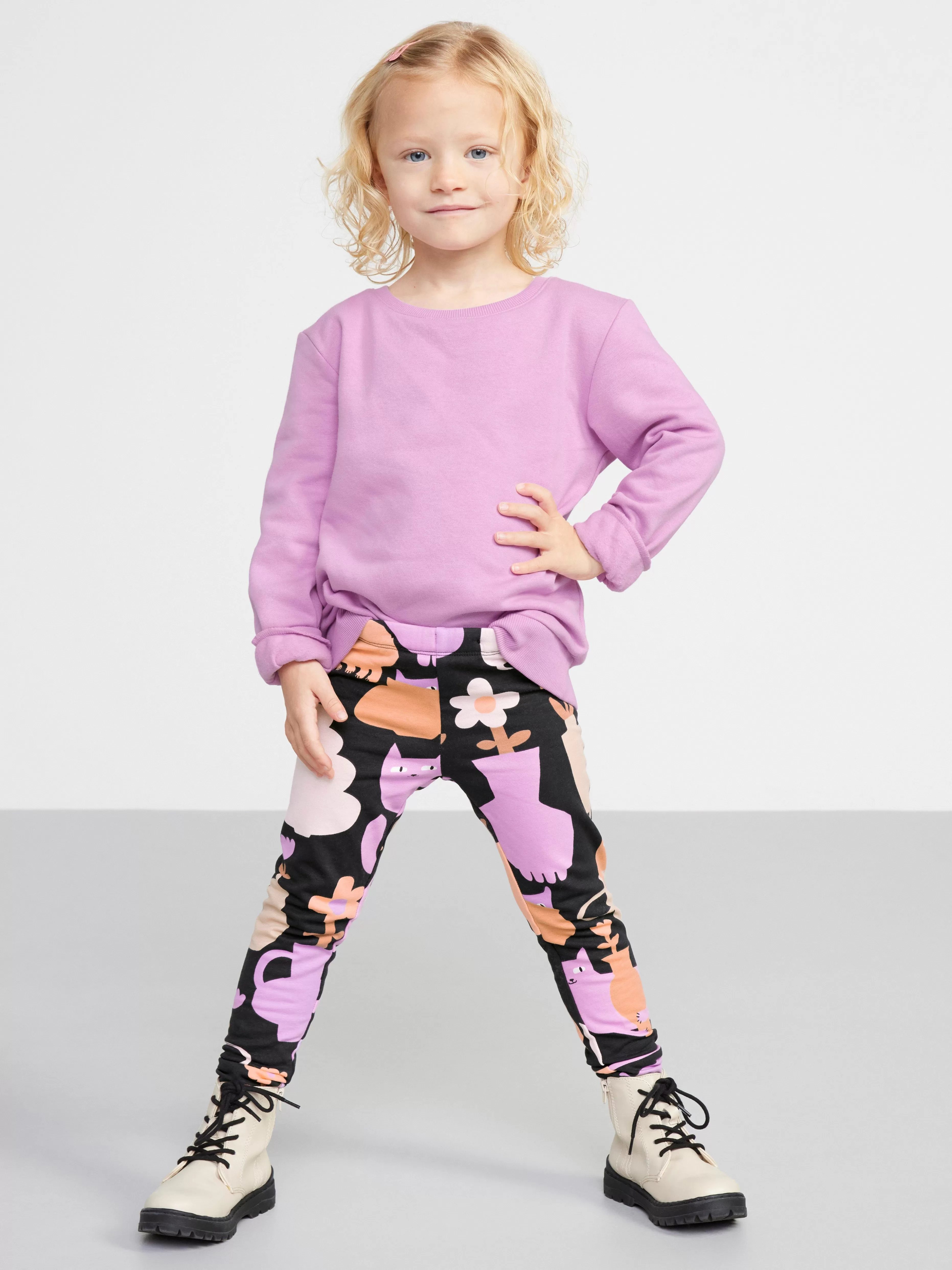 Barn Lindex Leggings Med Katter Och Borstad Insida