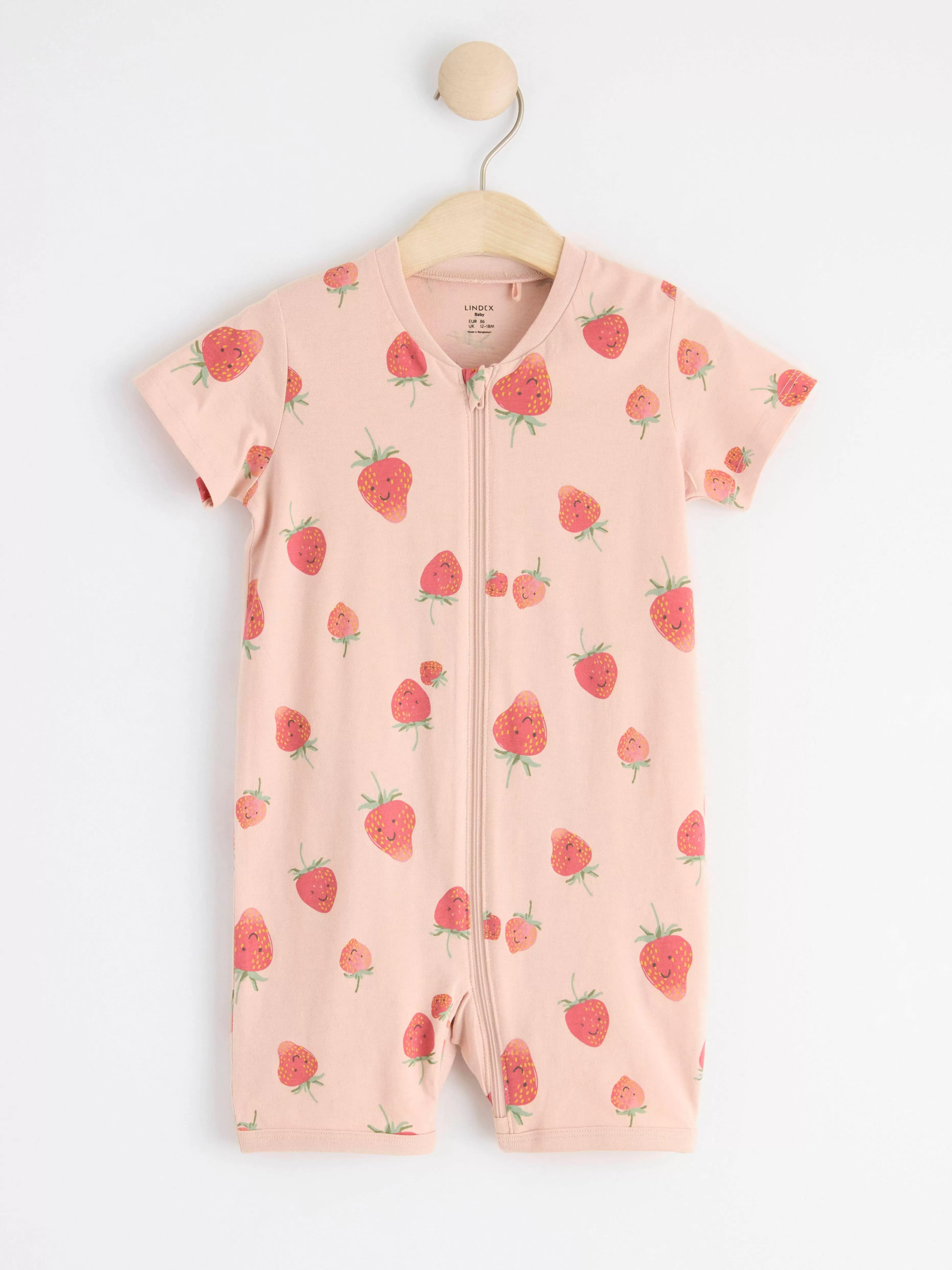 Bebis Lindex Pyjamasromper Med Jordgubbar