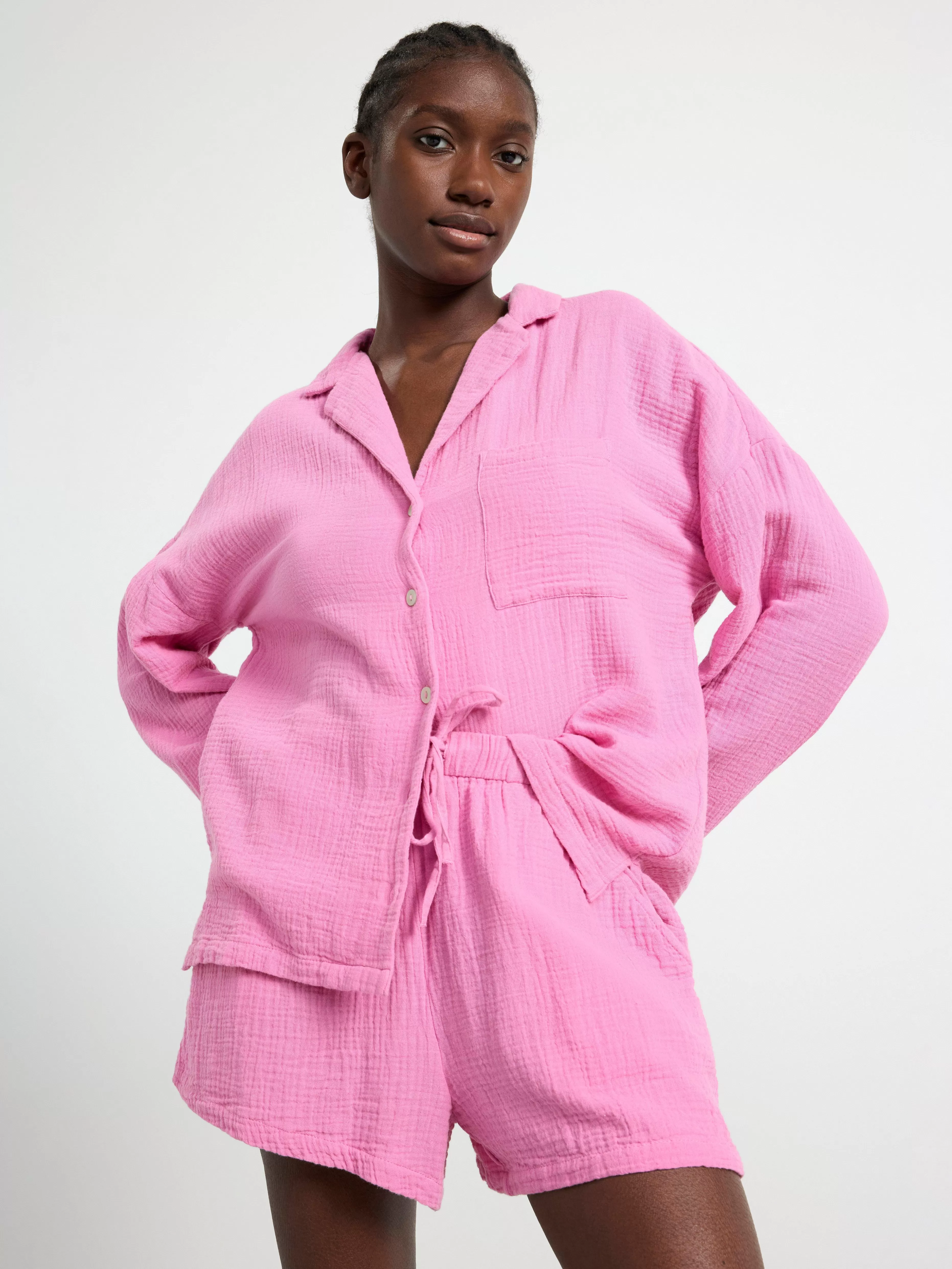 Dam Lindex Pyjamasset I Bomullsvav