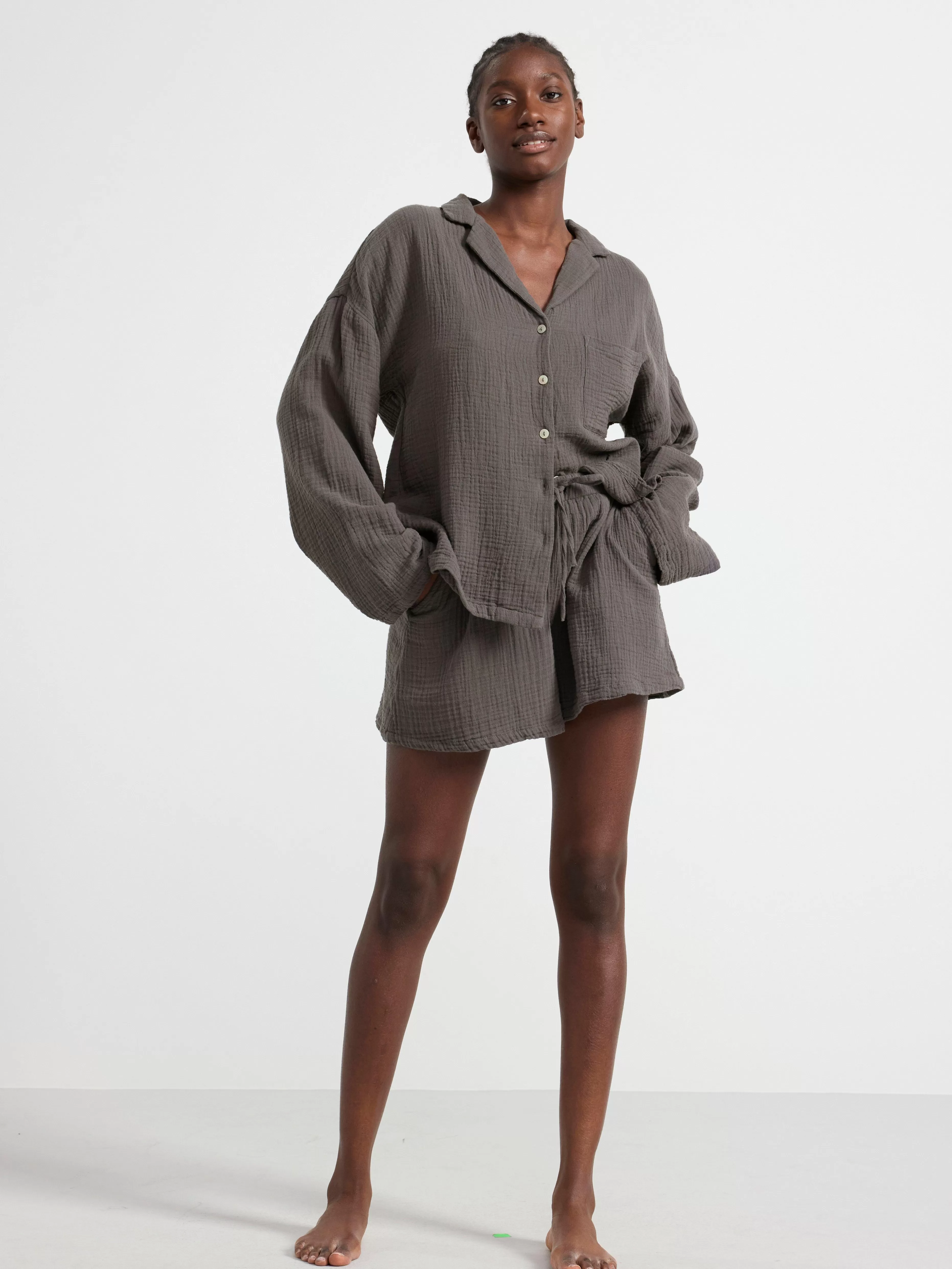 Dam Lindex Pyjamasset I Bomullsvav