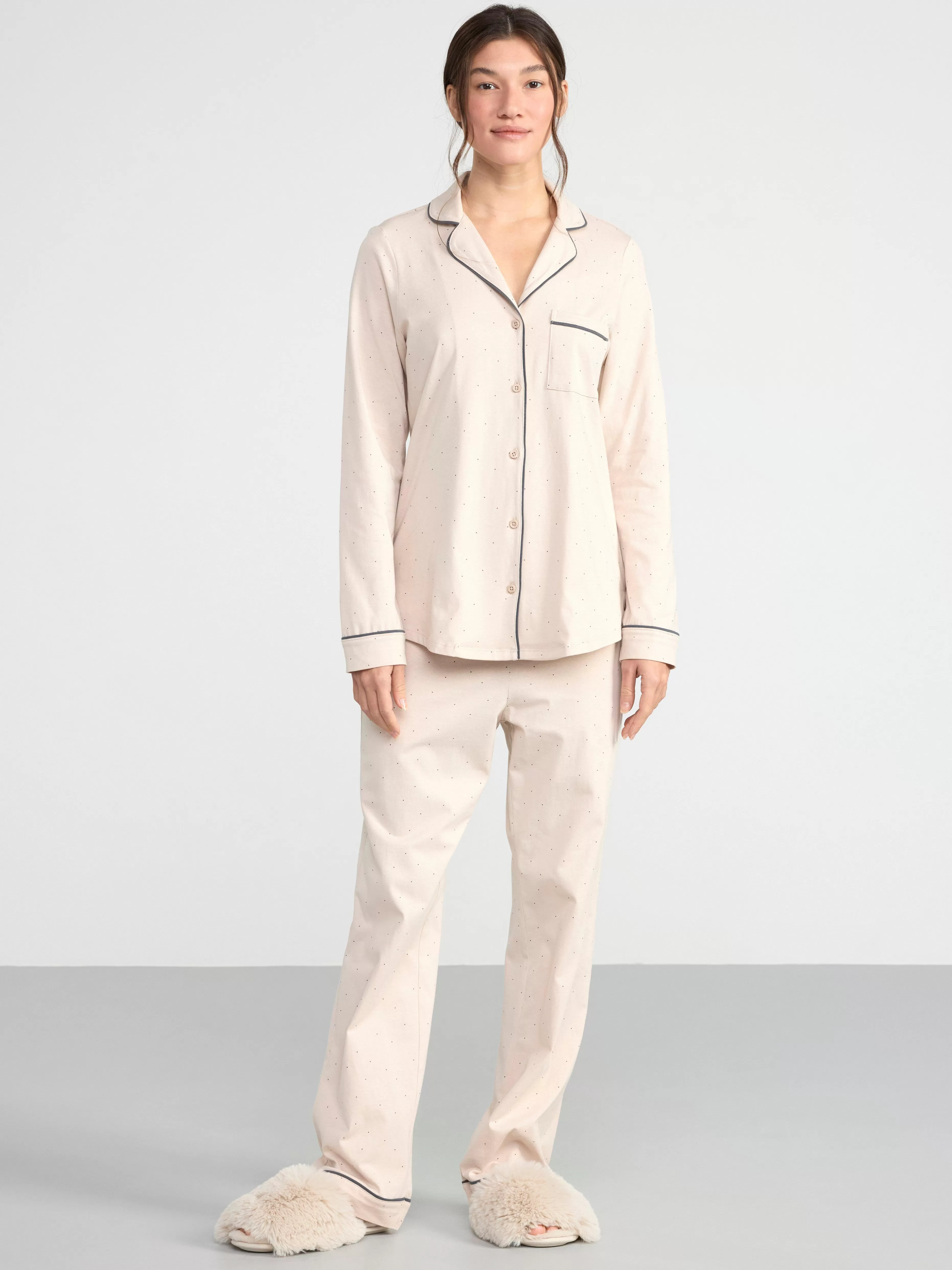 Dam Lindex Pyjamasset Med Skjorta Och Byxa.