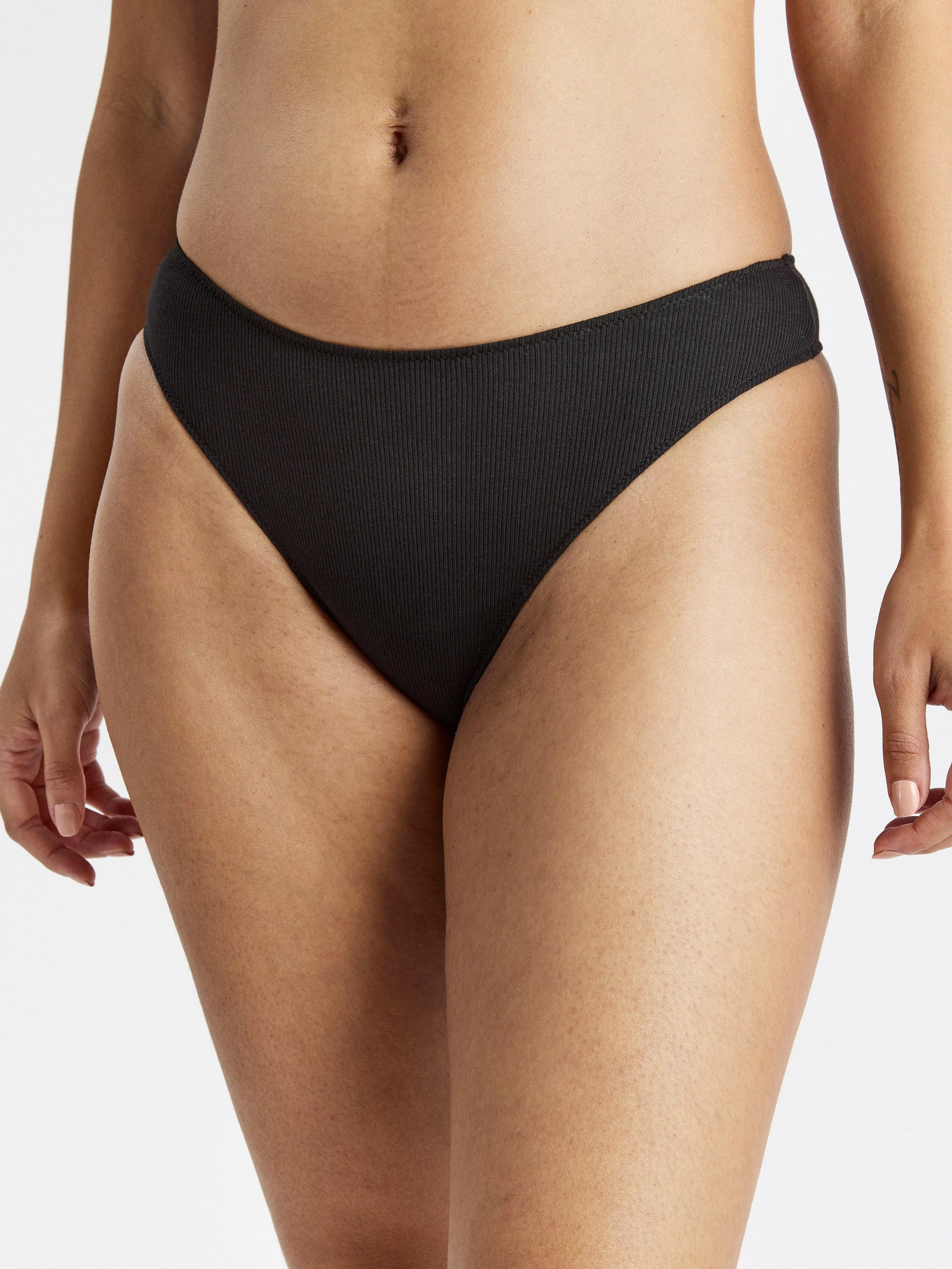 Dam Lindex Ribbad Stringtrosa Med Lag Midja