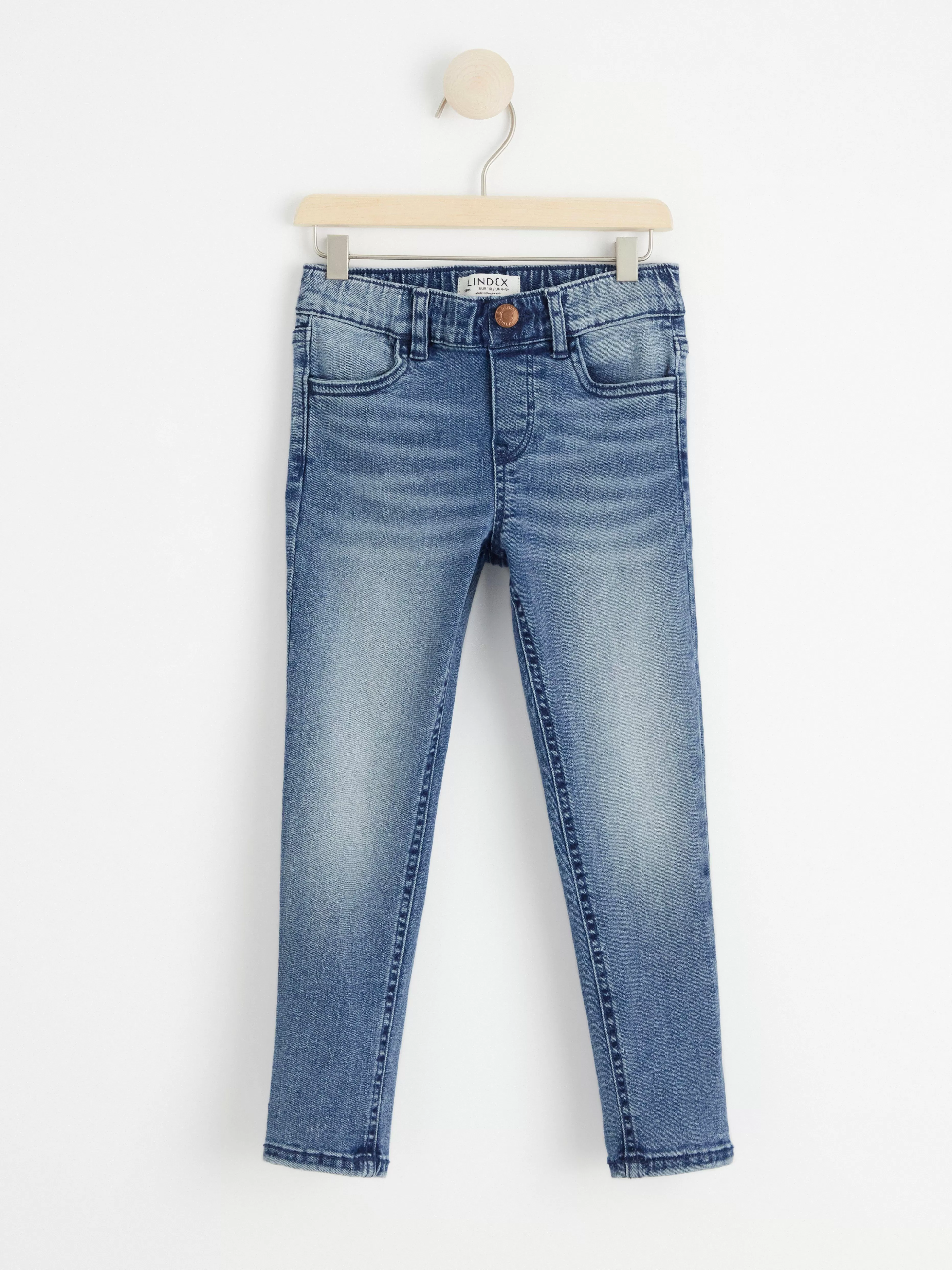 Barn Lindex Sam Superstretchiga Pull-Up-Jeans Med Slim Fit Och Normalhog Midja