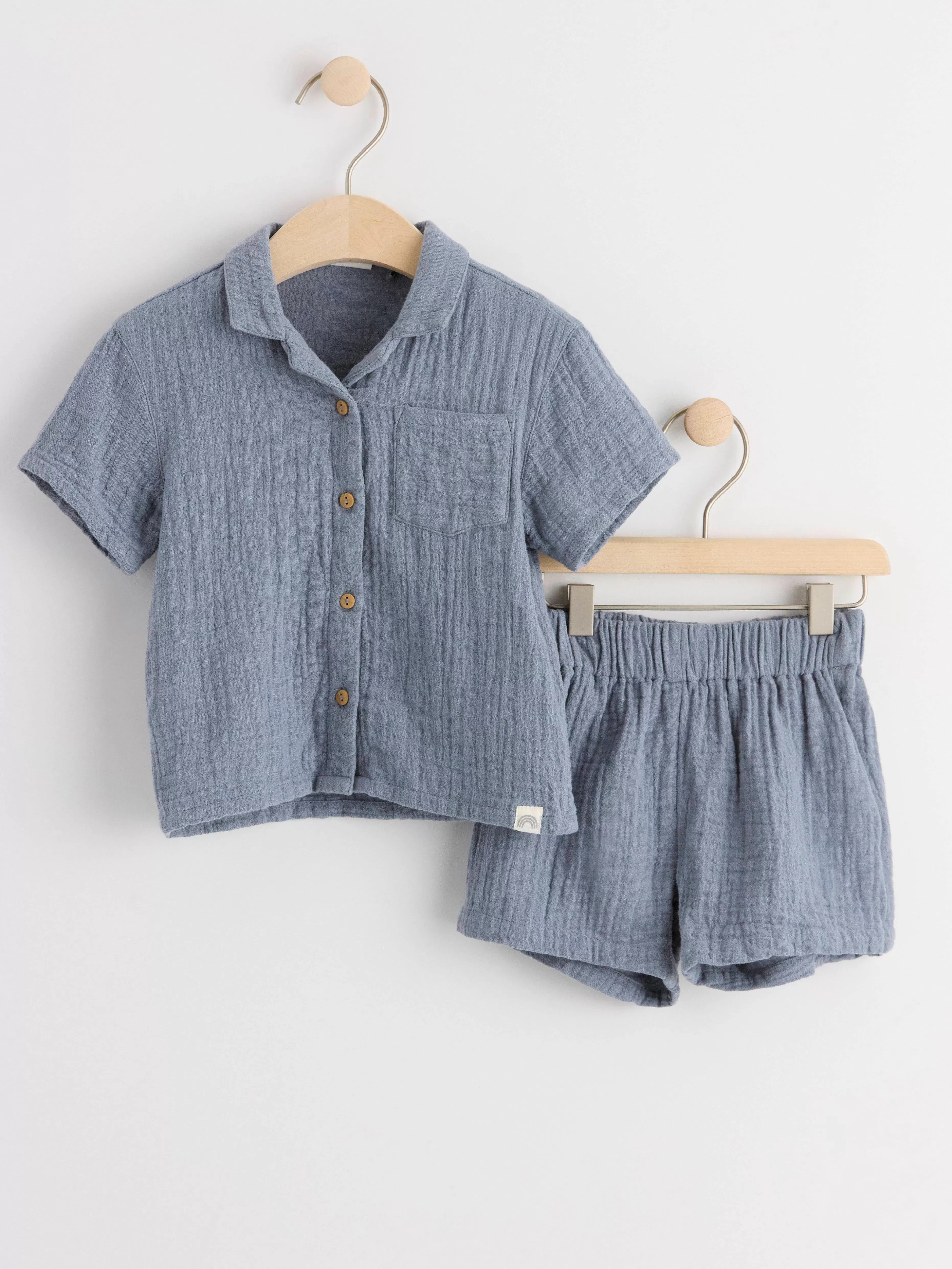 Bebis Lindex Set Med Skjorta Och Shorts I Krinklad Bomull