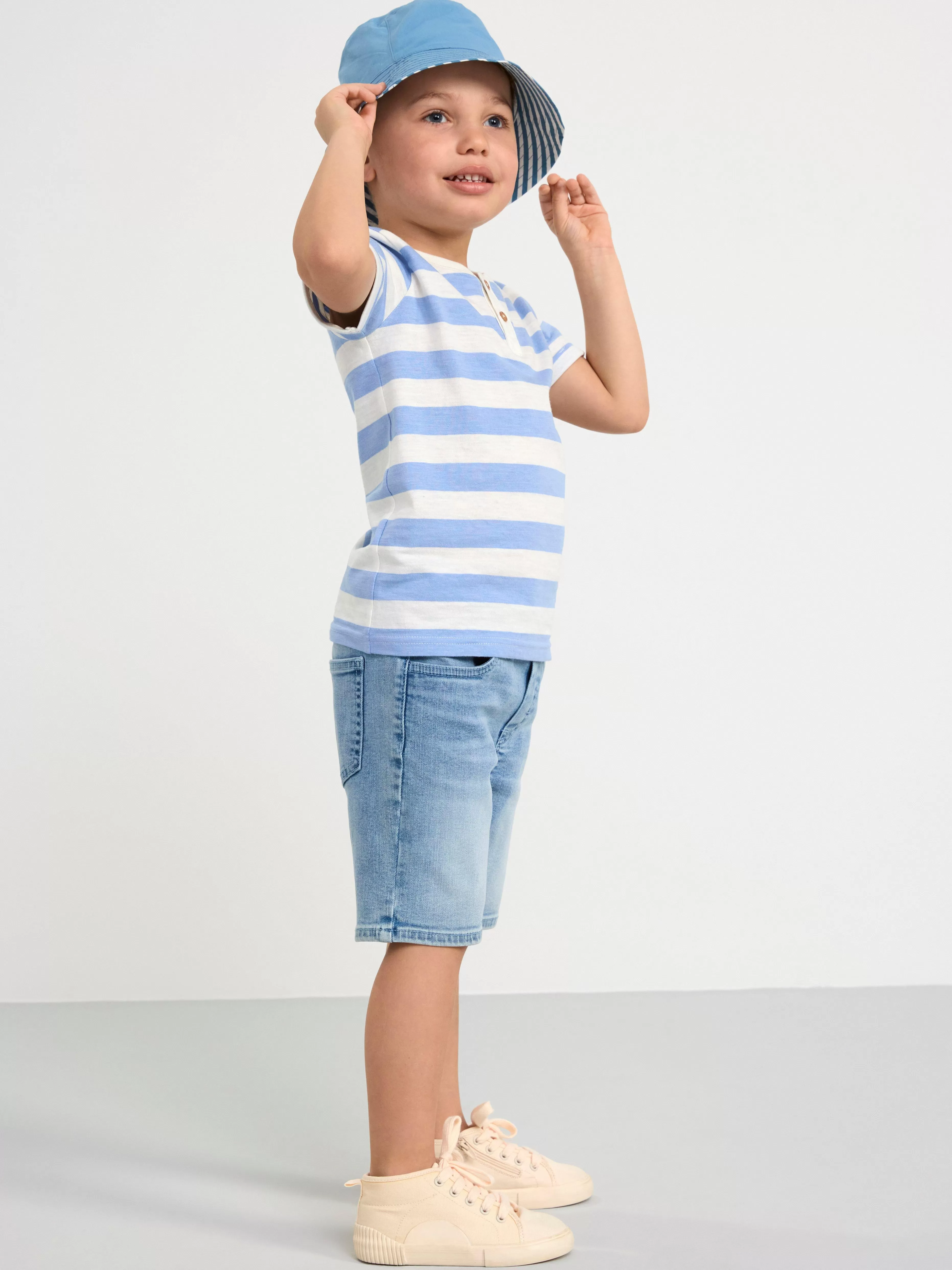 Barn Lindex Sture Pull-Up-Shorts I Denim Med Normalhog Midja Och Rakt Ben
