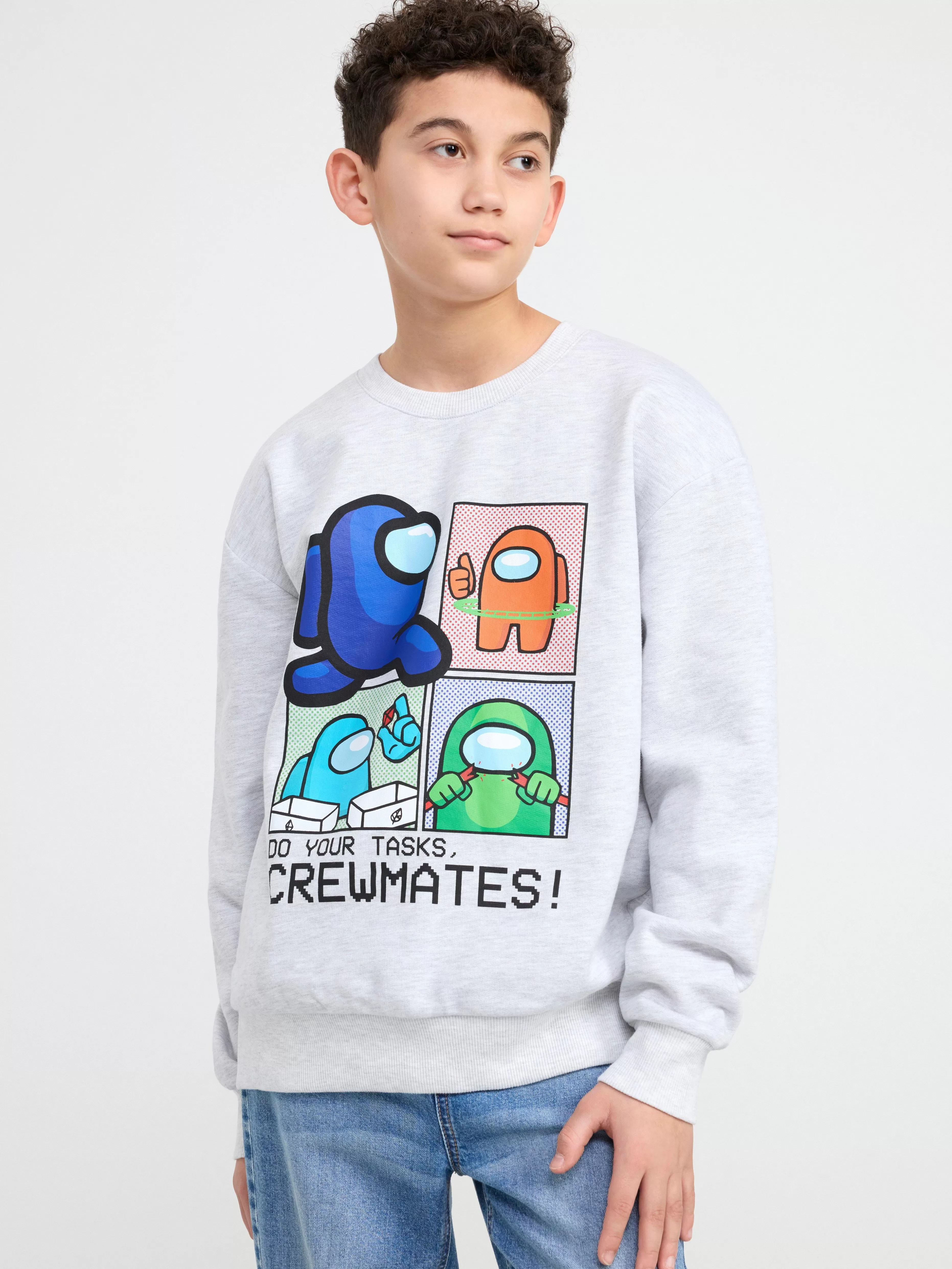 Barn Lindex Sweatshirt Med Among Us-Tryck Och Borstad Insida