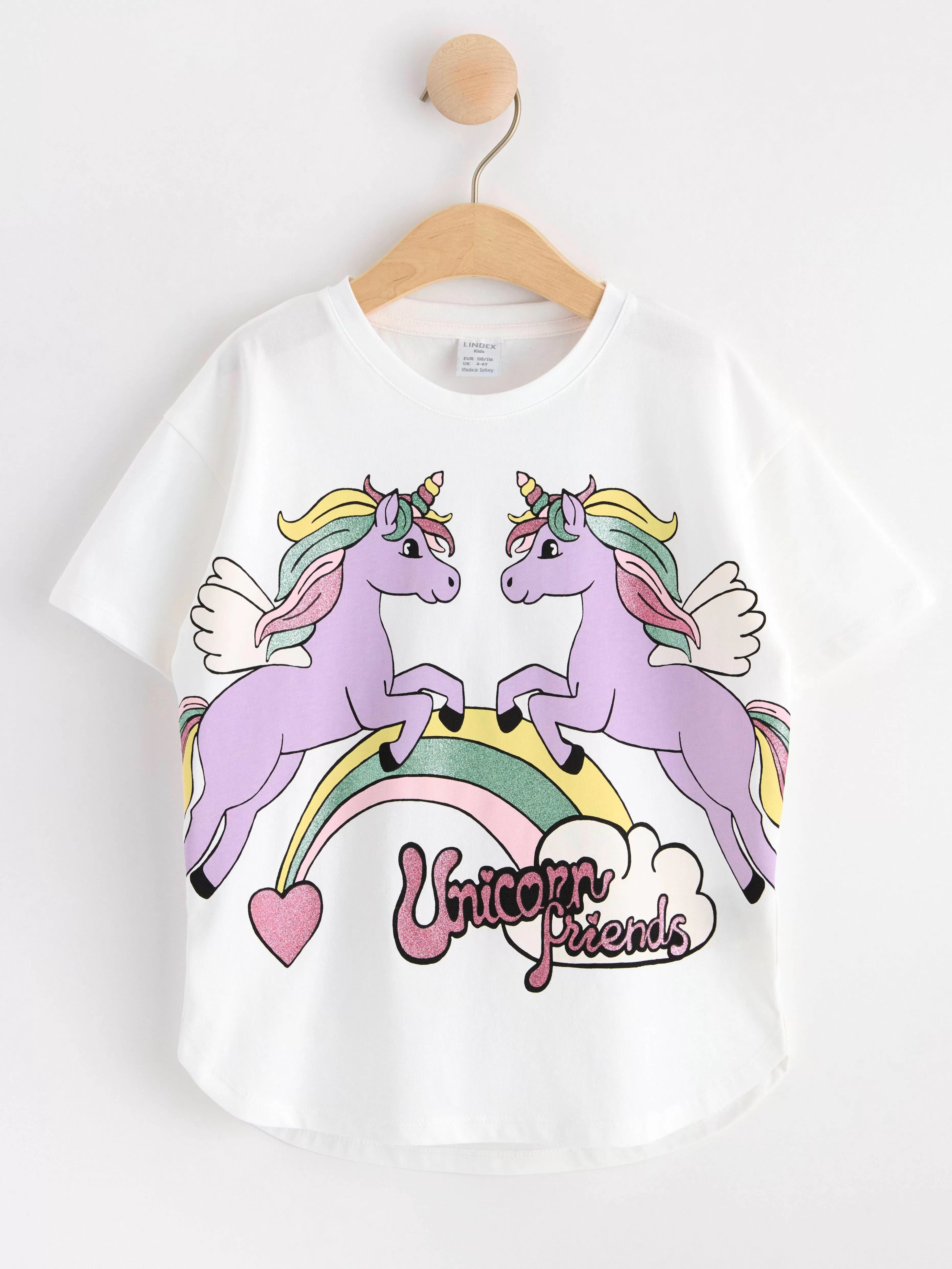 Barn Lindex T Shirt I Oversize Modell Med Enhorningar